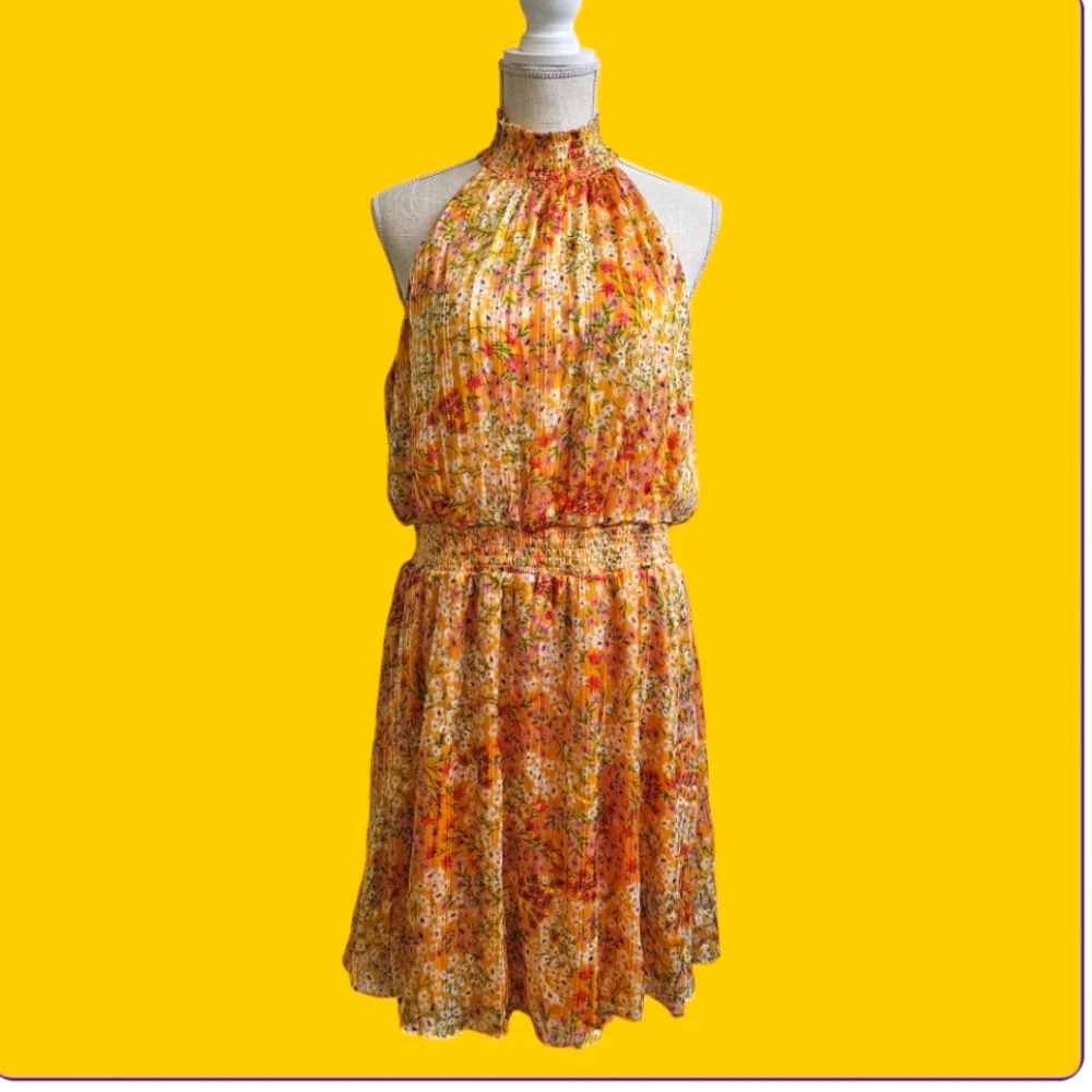 Bcbg paris women's yellow halter mini dress